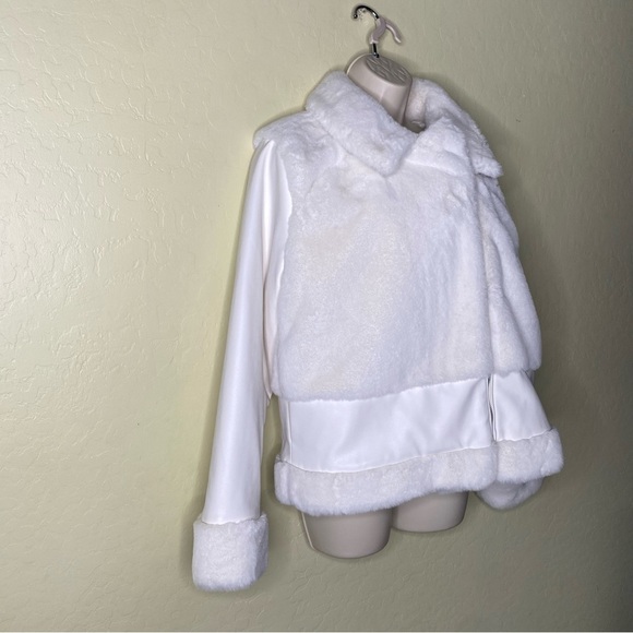 Nine West Cream Faux Fur Moto Jacket Coat Size Large L - Picture 5 of 16